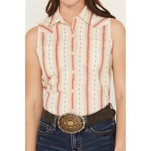 Ariat Women's XXL Sleeveless Billie Jean Aztec Stripe Button Shirt Desert Stripe